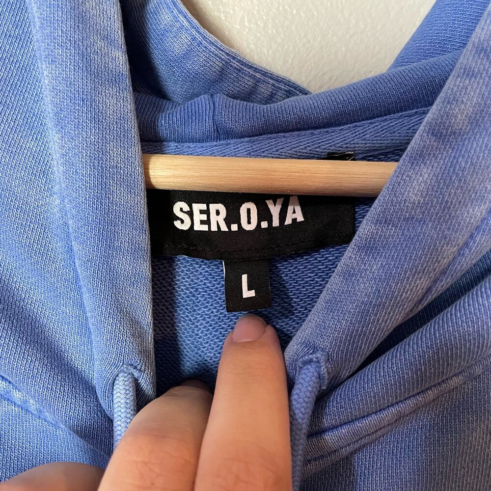 SER.O.YA Rory Dress in Marina Blue SZ Large Sweatshirt Blouson Dress EUC Street - Picture 7 of 13